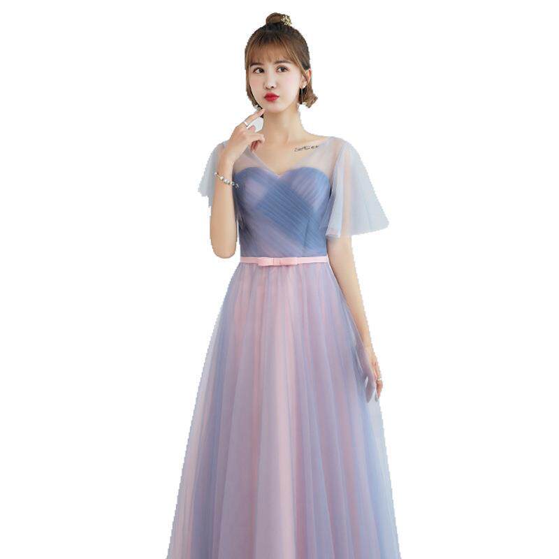 出租2024新款伴娘服显瘦姐妹团仙气质修身宴会派对演出晚礼服优雅