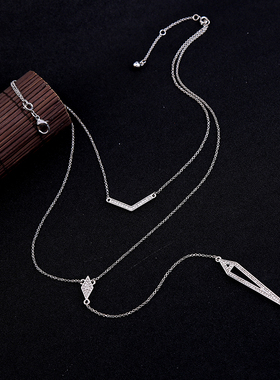 长款女士欧美配饰多层几何毛衣链