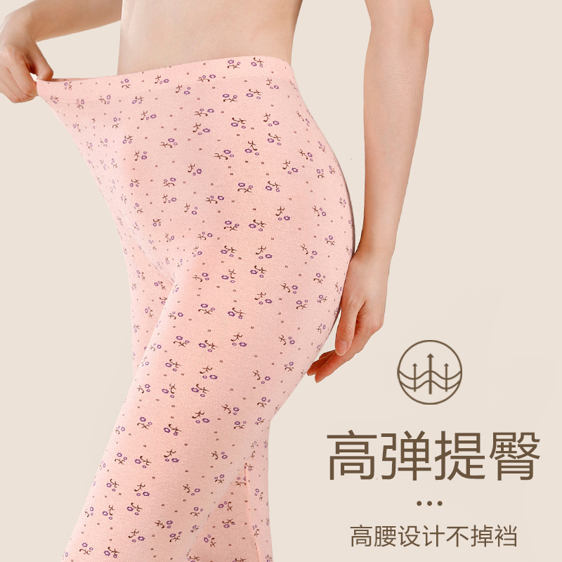 秋裤女士纯棉中老年人线裤高腰大码全棉毛裤打底裤妈妈老式花衬裤