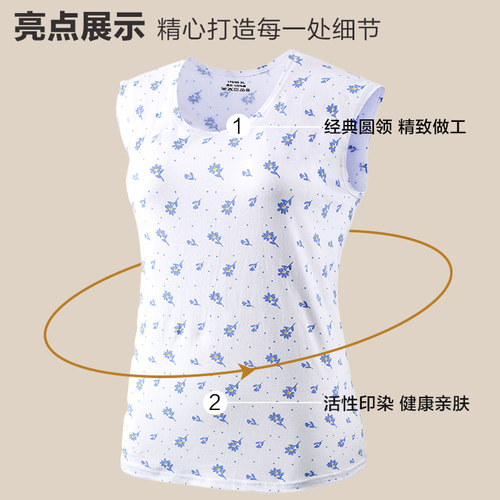 妈妈背心女士纯棉中老年大码夏季老人打底内穿老太太奶奶内衣汗衫 - 图1