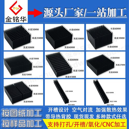 铝型材开槽散热片 电子设备CPU显卡 电源模块LED灯带导热贴散热器 - 图0