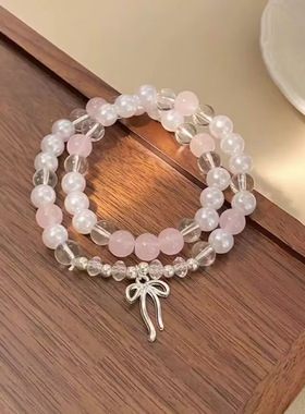 蝴蝶结双层琉璃串珠手链女新中式超仙甜美简约学生闺蜜手链精致