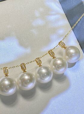 G18K金吊坠1314mm正圆淡水爱迪生