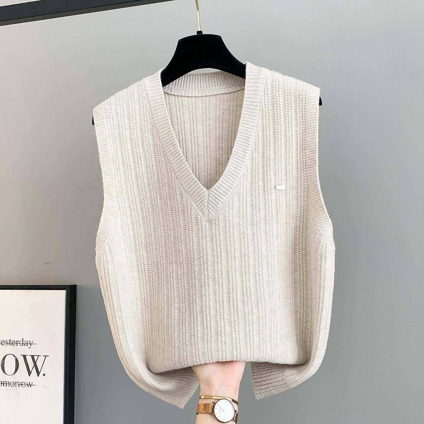 马甲女士外套2026新款春秋宽松外穿时尚V领针织背心毛衣坎肩0123e,淘宝优惠券,粉丝福利购,淘宝优惠卷