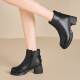 Thick-heeled Martin boots for women, velvet thickened short boots, 2025 autumn and winter new style medium-heeled boots, thick-soled leather boots for women 1105n
