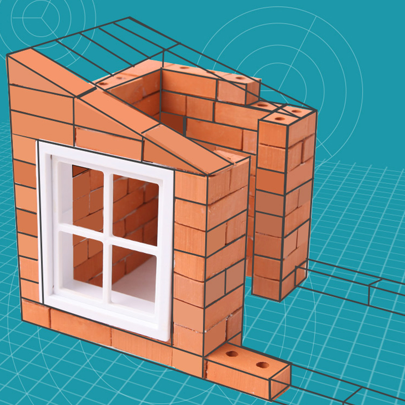 小小泥瓦匠儿童建筑师搭造砌盖房子屋玩具仿真迷你砖块diy男礼物 - 图0