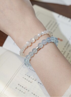 「小庭月」天然白月光水晶小灯泡光感手串转运女生礼物一件代发
