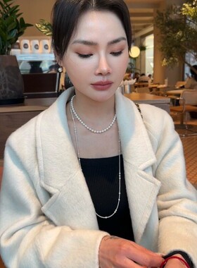 精致永不过时S925银施家2mm极细不规则80cm长款毛衣链项链代发