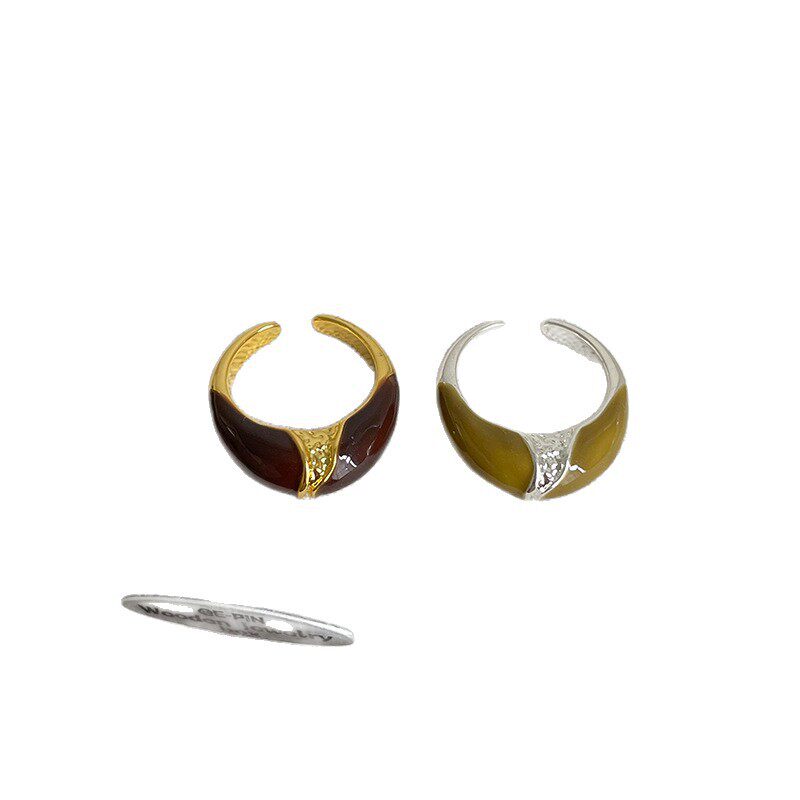 French retro oil dripping texture ring women's niche design light luxury personality exquisite fashion trend ring ring