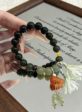 天然和田玉流苏葫芦吊坠手串复古新中式设计感小提溜手链送女朋友