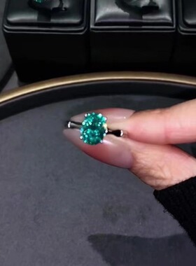 绿色超闪锆石戒指小众独特简约轻奢竹节食指戒