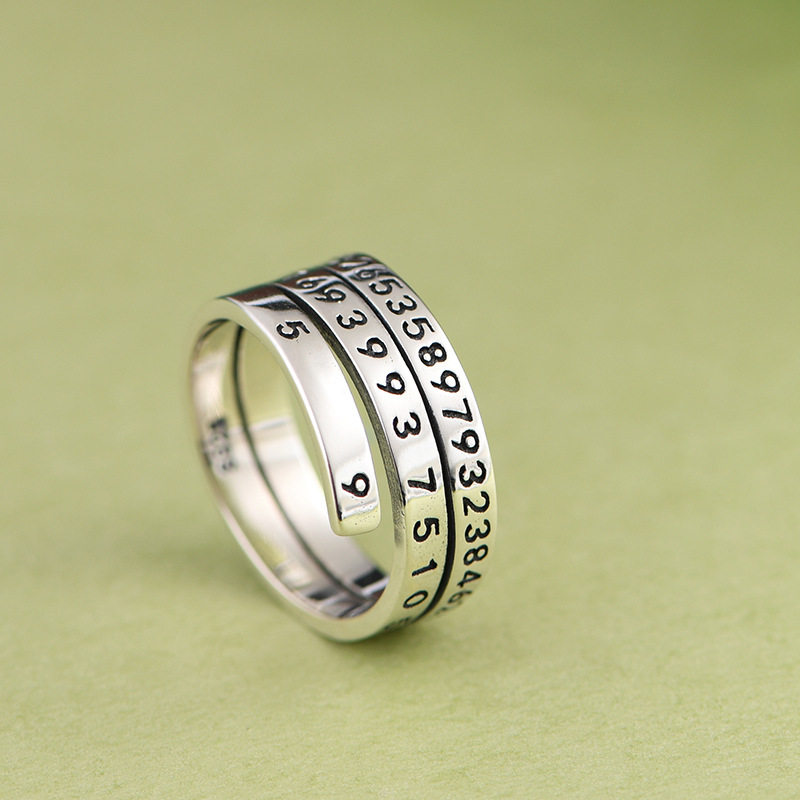 Chunfeng Sihan s925 silver vintage Thai silver crafts women's open silver ring niche design pi ring