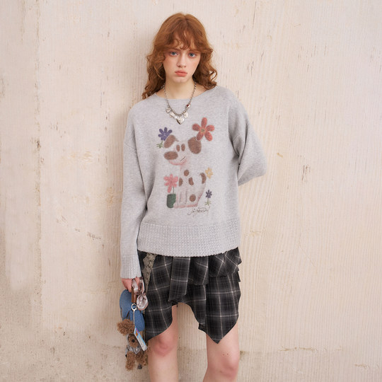 DIDDIMODAV collar cardigan/puppy sweater