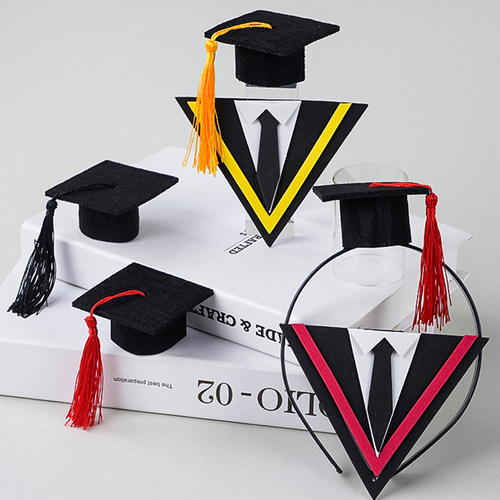 2025毕业季学生博士帽蛋糕装饰学士服高中考毕业典礼流苏帽子配件 - 图1