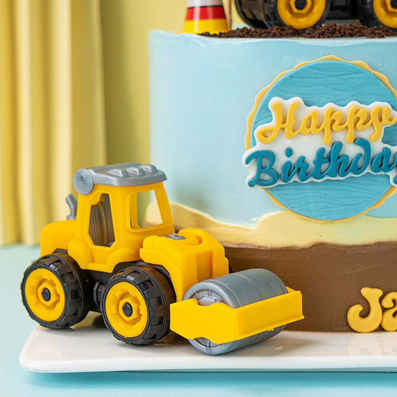 儿童挖土机蛋糕装饰挖掘机推土机男孩生日工程车路障插件装扮摆件,淘宝优惠券,粉丝福利购,淘宝优惠卷