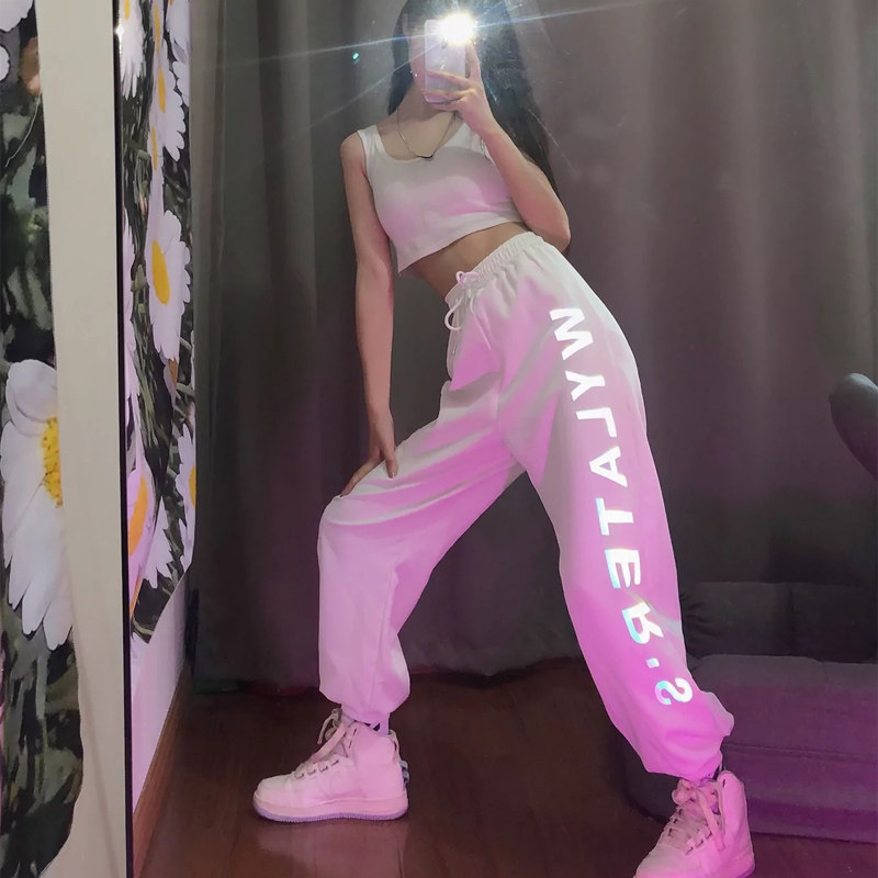 夏季速干jazz白色爵士休闲潮运动裤 猫仕休闲裤