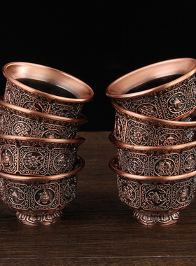 藏传用品七供水杯黄铜家用供具