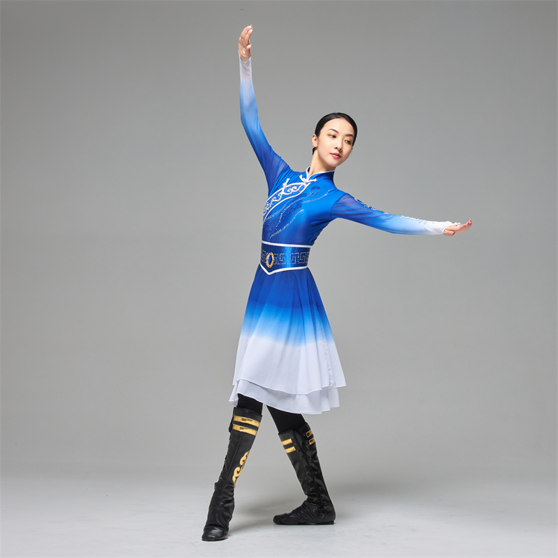 蒙古舞蹈演出服女学生艺考少数民族考级新款蒙族服装成人练习练功-图2