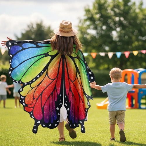 蝴蝶翅膀成人演出服 舞台肚皮舞披风道具 拍照翅膀背饰彩虹渐变 - 图2