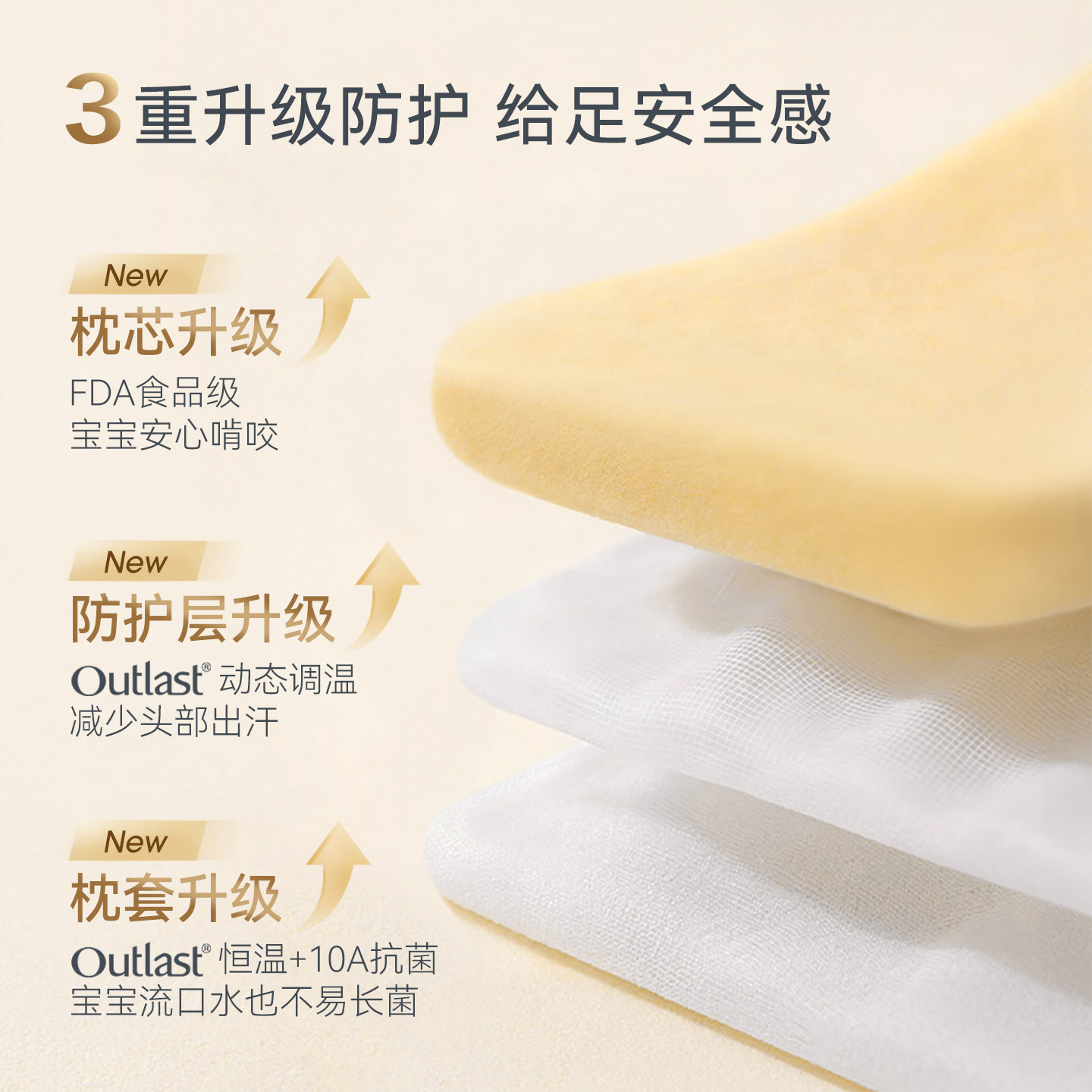 ibaby儿童枕头宝宝硅胶枕透气抑菌可水洗幼儿园枕头0-3-6岁四季通