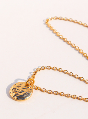 外贸精致极简波浪肌理圆牌吊坠