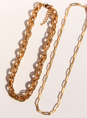 外贸饰品欧美时尚经典卡环扣链条项链潮流个性圆环粗链毛衣链V317