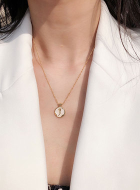 法式vintage珐琅女珍珠锁骨链