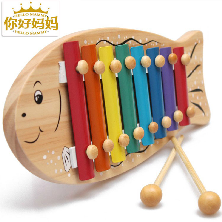 新款韩国八音木手敲琴儿童玩具奥尔夫乐器10-11个月宝宝益智玩具1-图0