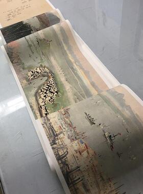 吴冠中长江万里图精品油画写意风景横幅W复制画客厅走廊装饰画