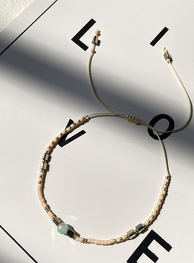 极细的手链情侣天河石珍珠甜美