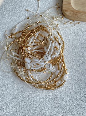 淡水贝壳法式情侣款英文字母手链