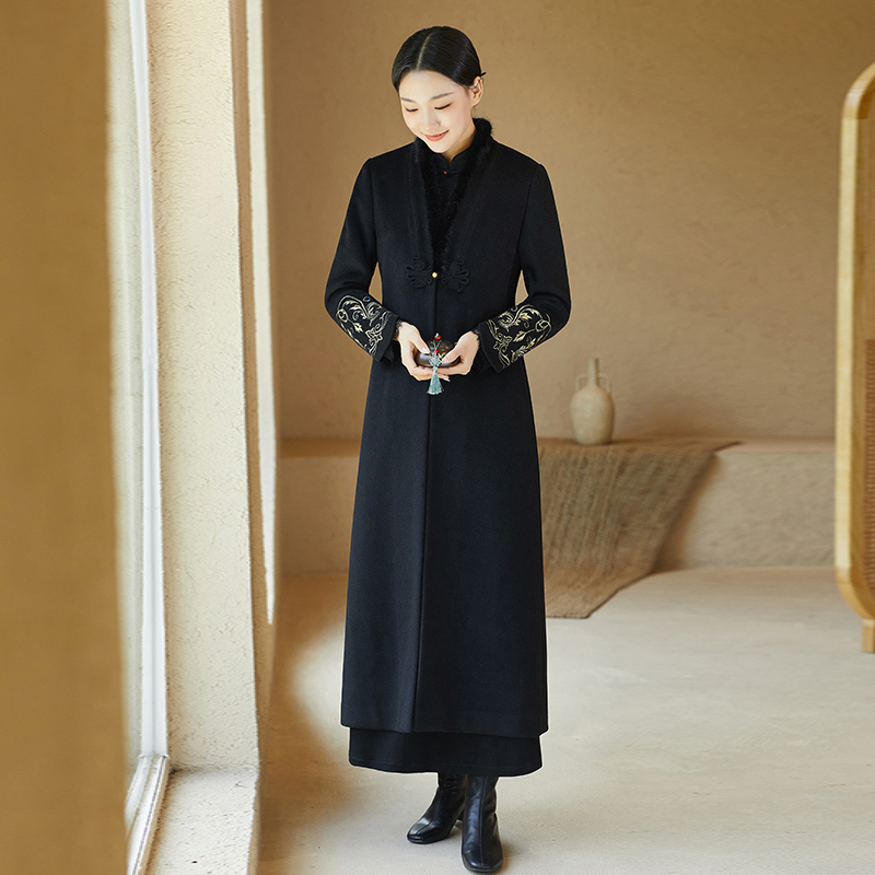 禅意茶服女秋冬季中国风唐装上衣新款外套改良居士服旗袍外搭加厚-图1