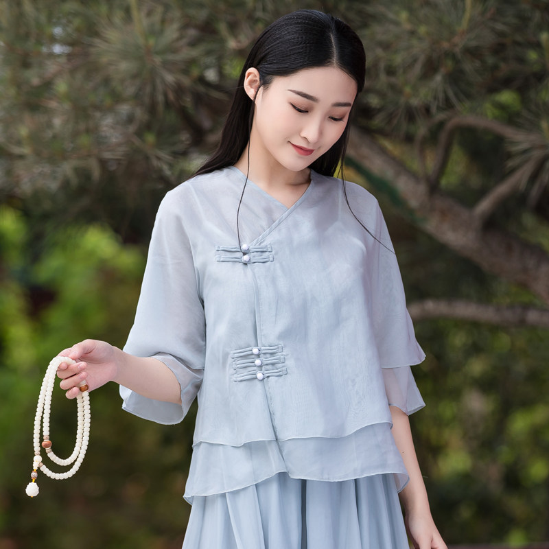 改良版复古汉服夏季新款旗袍连衣裙 森莲连衣裙