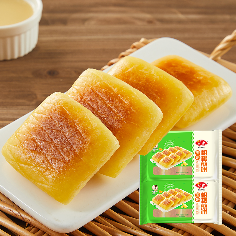 安井 早餐糕点组合桂花糕*3袋+玉米粗粮煎饼*3袋半成品营养速食
