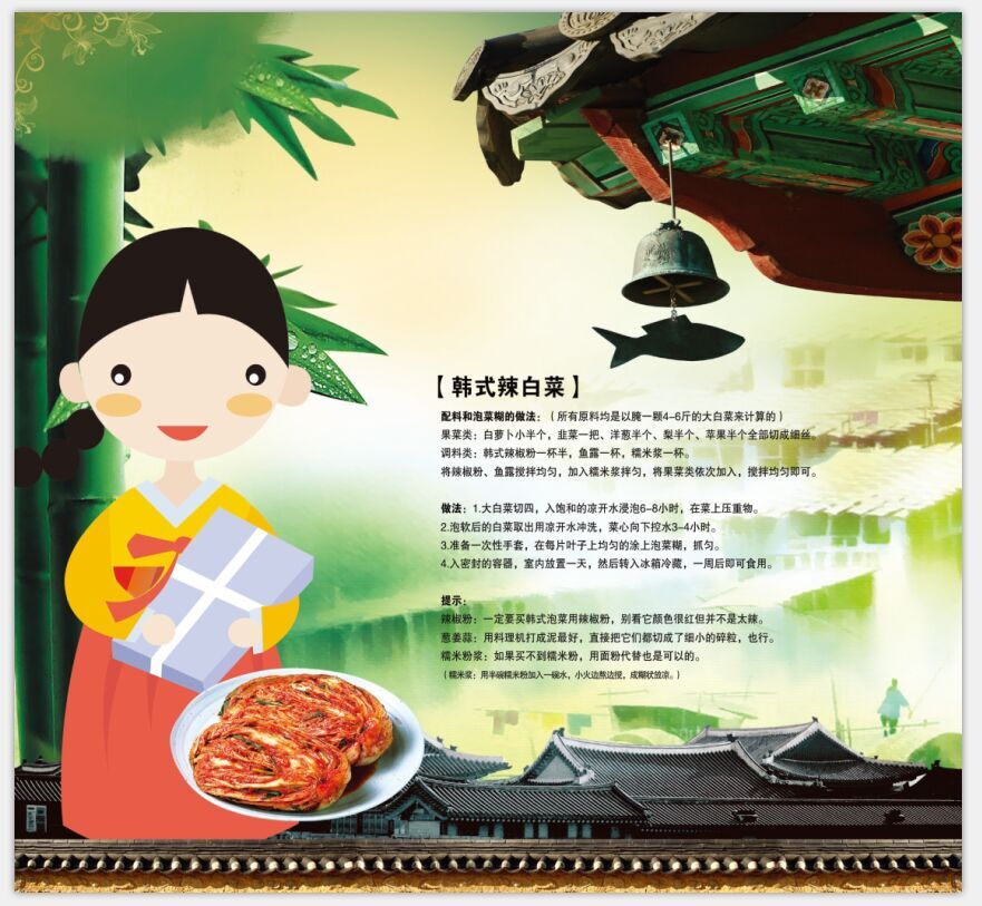 韩国料理餐厅挂画大酱汤墙画辣白菜壁画冷面紫菜包饭炒年糕装饰画-图1