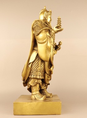 2023新款黄铜托塔李天王李靖摆件家居装饰创意礼品工艺品一件代发