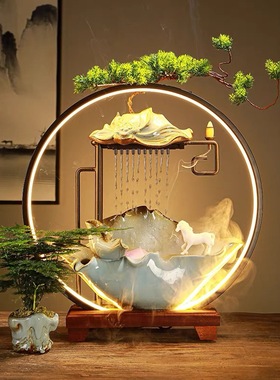 招财流水摆件创意家居玄关客厅桌面办公室循环水喷泉开业乔迁礼品