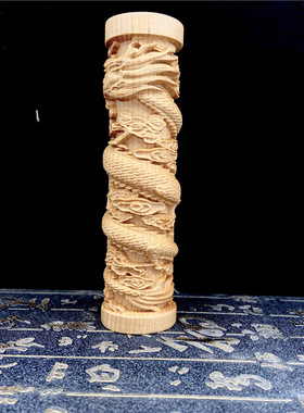 太行崖柏雕刻家居摆件盘龙柱男士手把件手柄蟠龙客厅装饰手把玩