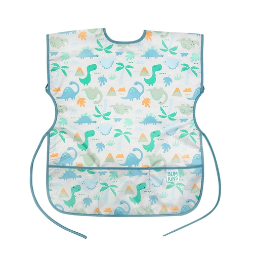 Детский демисезонный слюнявчик, водонепроницаемое термобелье, нагрудник для еды, с карманом, короткий рукав, сзади на завязках, большой размер