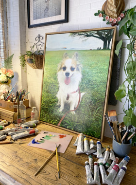 油画创意定制宠物画像猫咪狗狗马鹦鹉彩铅乌龟鸟头像手工艺术礼品