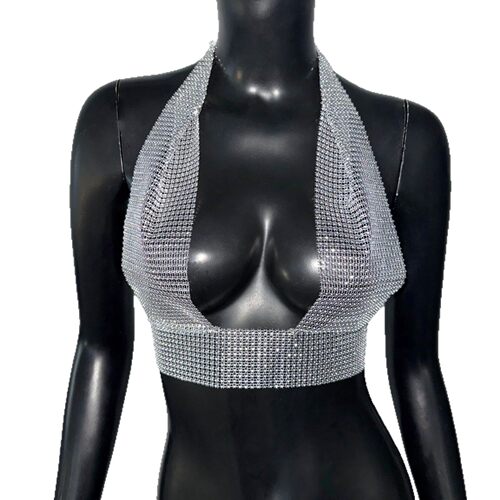挂脖短款背心女Hanging neck short crop top with exposed navel - 图0