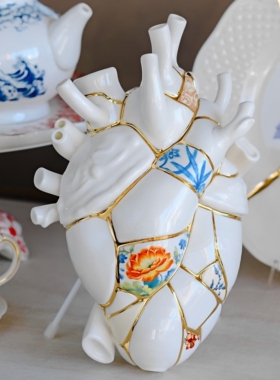 意大利seletti陶瓷花瓶金缮工艺