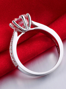 真女戒微戒指1结婚pt950铂金四爪钻戒钻镶克拉真气质莫桑石