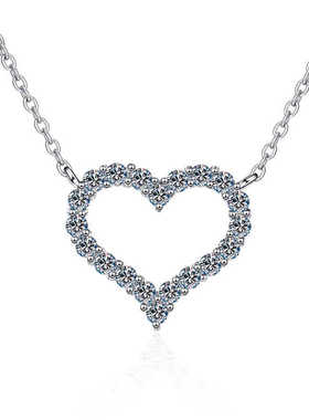 满莫桑项链女18kPT950钻钻心链新款形吊2025铂金锁骨坠白金