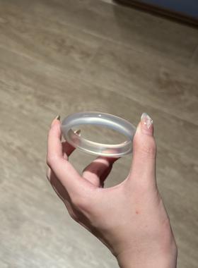 冰种白月光小钢炮玉镯翡翠平替