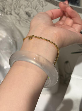 冰种石英岩玉透明白月光扁条手镯