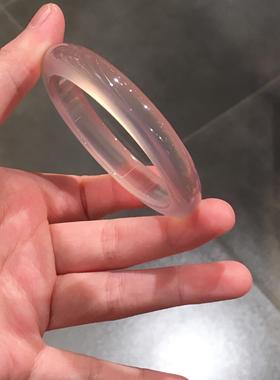 天然冰种粉玉髓手镯翡翠平替