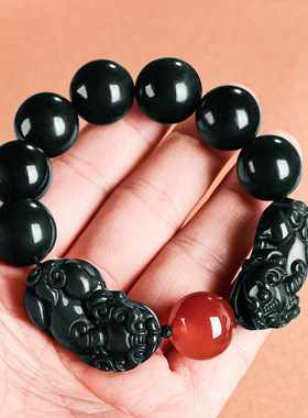 天然和田青玉双貔貅精雕手串