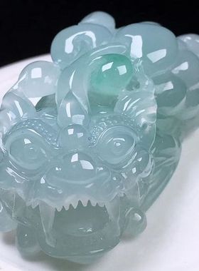 缅甸老坑翡翠满绿冰种霸王貔貅裸石玉吊坠男女款玉坠翡翠处理新款