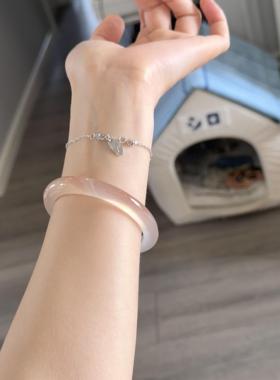 胖东来同款桃花酿藕粉色玉髓手镯